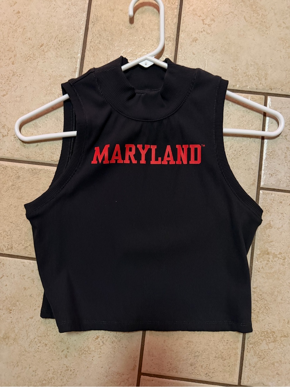 University of Maryland Black Ribbed Crop Tank